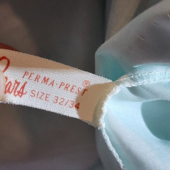 Vintage 60s 70s Sears Nightgown Robe & Shirt 3pc Set Blue Floral Lace Size S/M - Picture 9 of 10